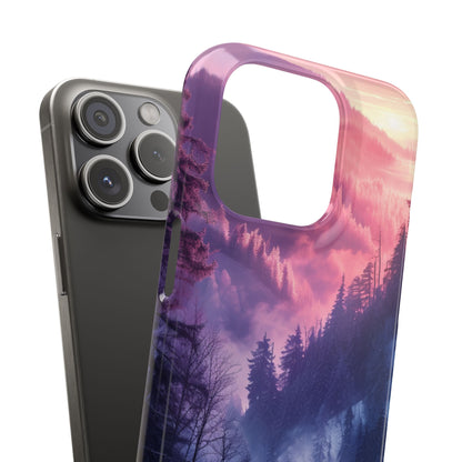 Misty Forest Serenity - Slim iPhone 15 Phone Case