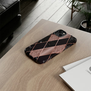 Pink Black Geometric - Protective Phone Case