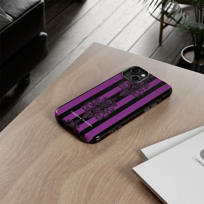 Gothic Elegance with Vertical Stripes and Ornamental Motifs iPhone 14 - Tough Phone Case