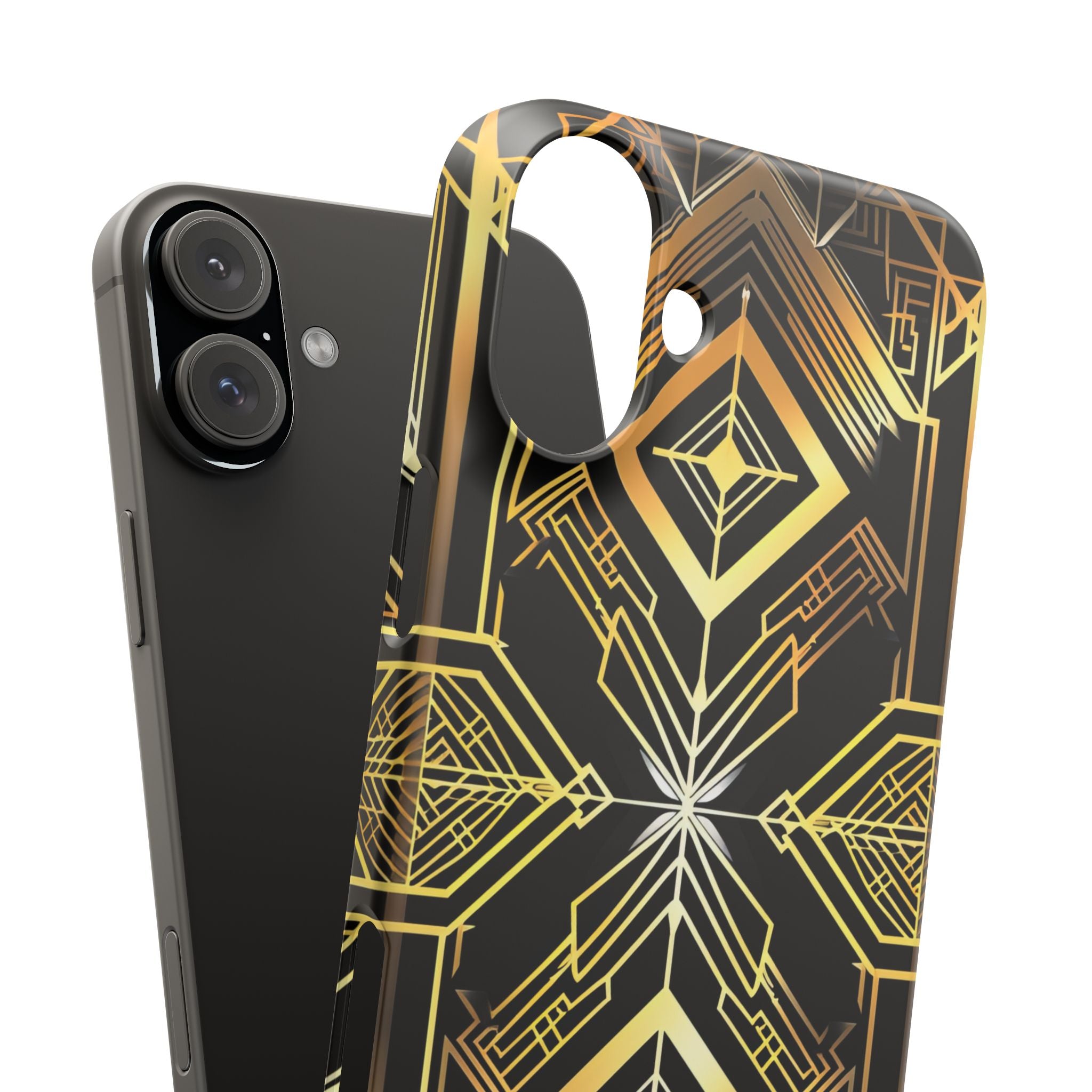 Golden Geometric Opulence iPhone 16 - Slim Phone Case