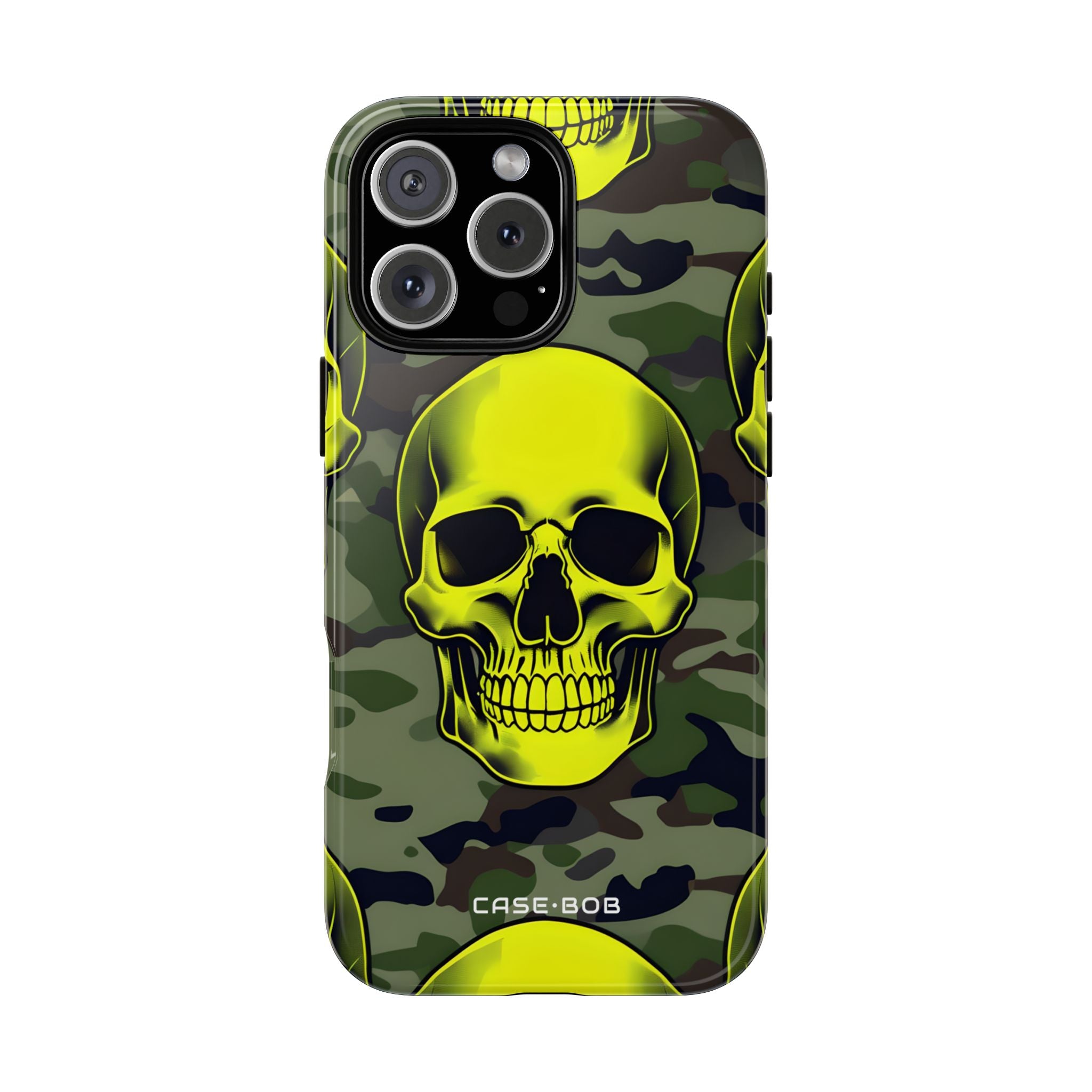 Neon Skull Camo iPhone 16 Pro Max Case - Tough