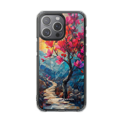 Vibrant Geometric Tree Landscape iPhone 15 - Clear Impact Phone Case