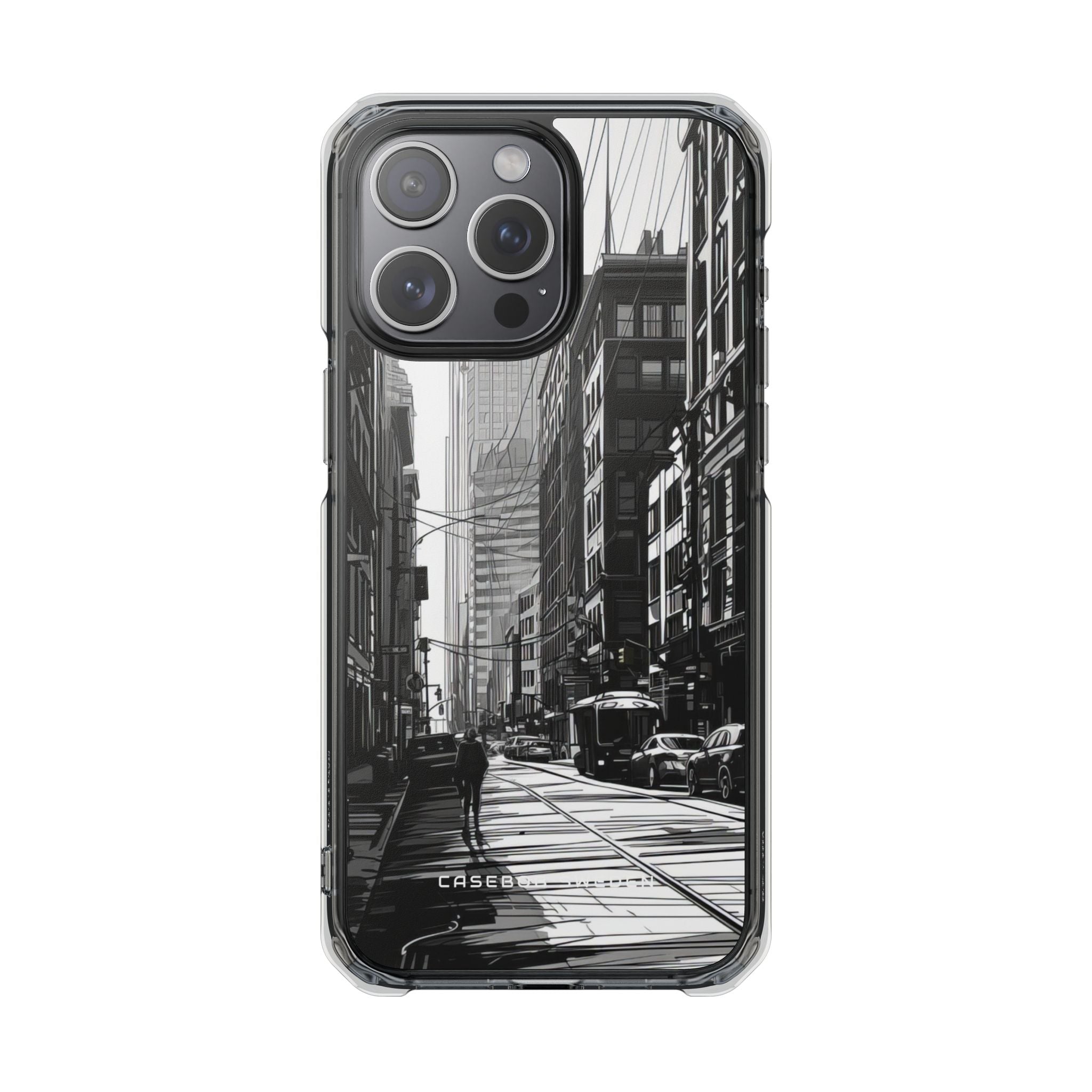 Urban Cityscape Line Perspective iPhone 15 - Clear Impact Phone Case