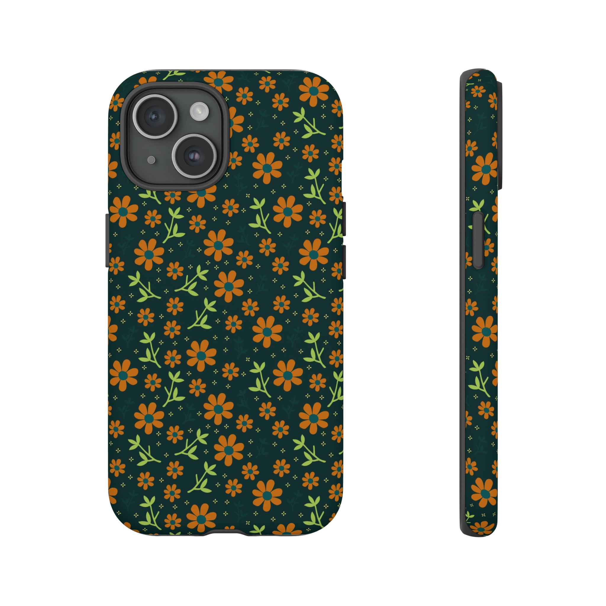 Green Flower Pattern - Protective Phone Case