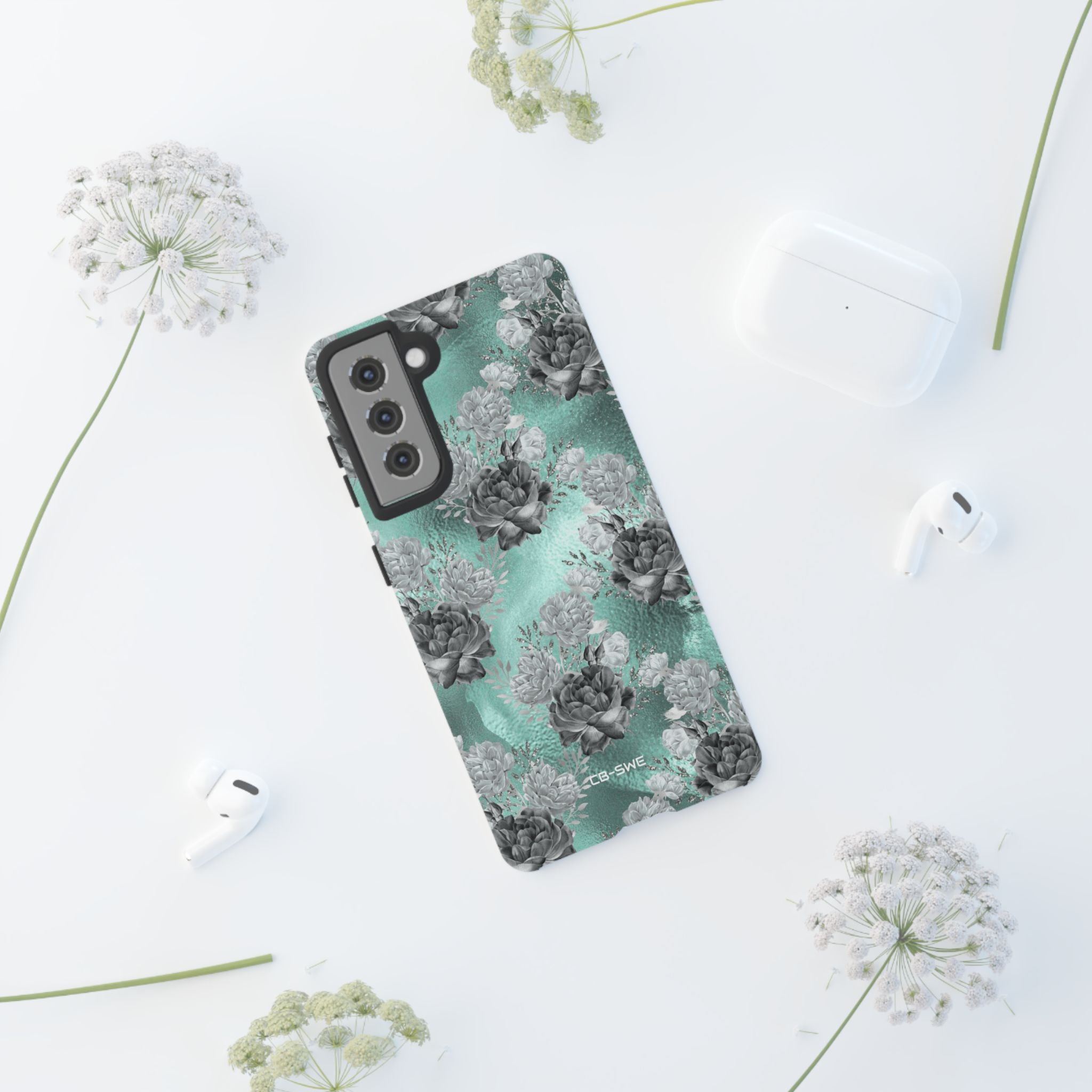 Teal Floral Elegance - Samsung Case