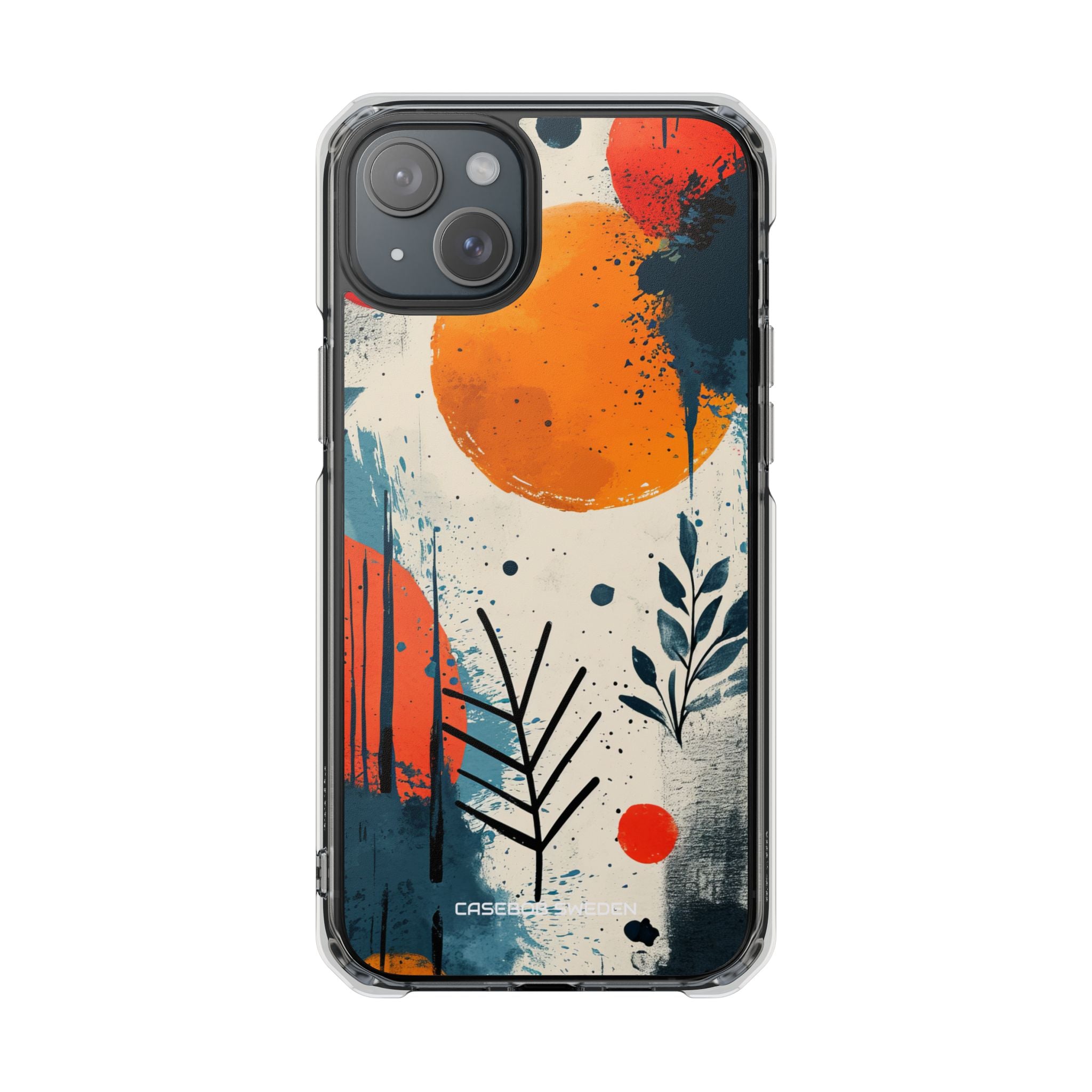 Orange Blue Splash - Clear Impact iPhone 15 Phone Case