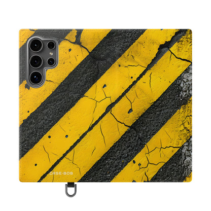 Yellow Stripes Distress - Samsung S24 Ultra Case - Wallet