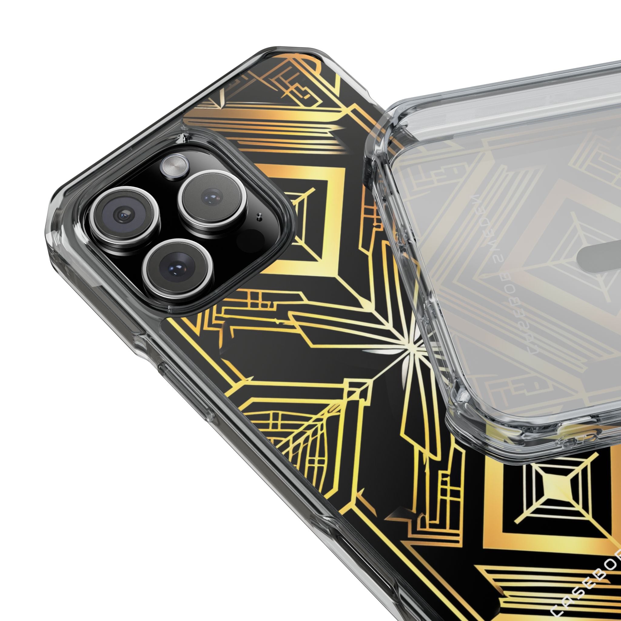 Golden Geometric Opulence iPhone 16 - Clear Impact Phone Case