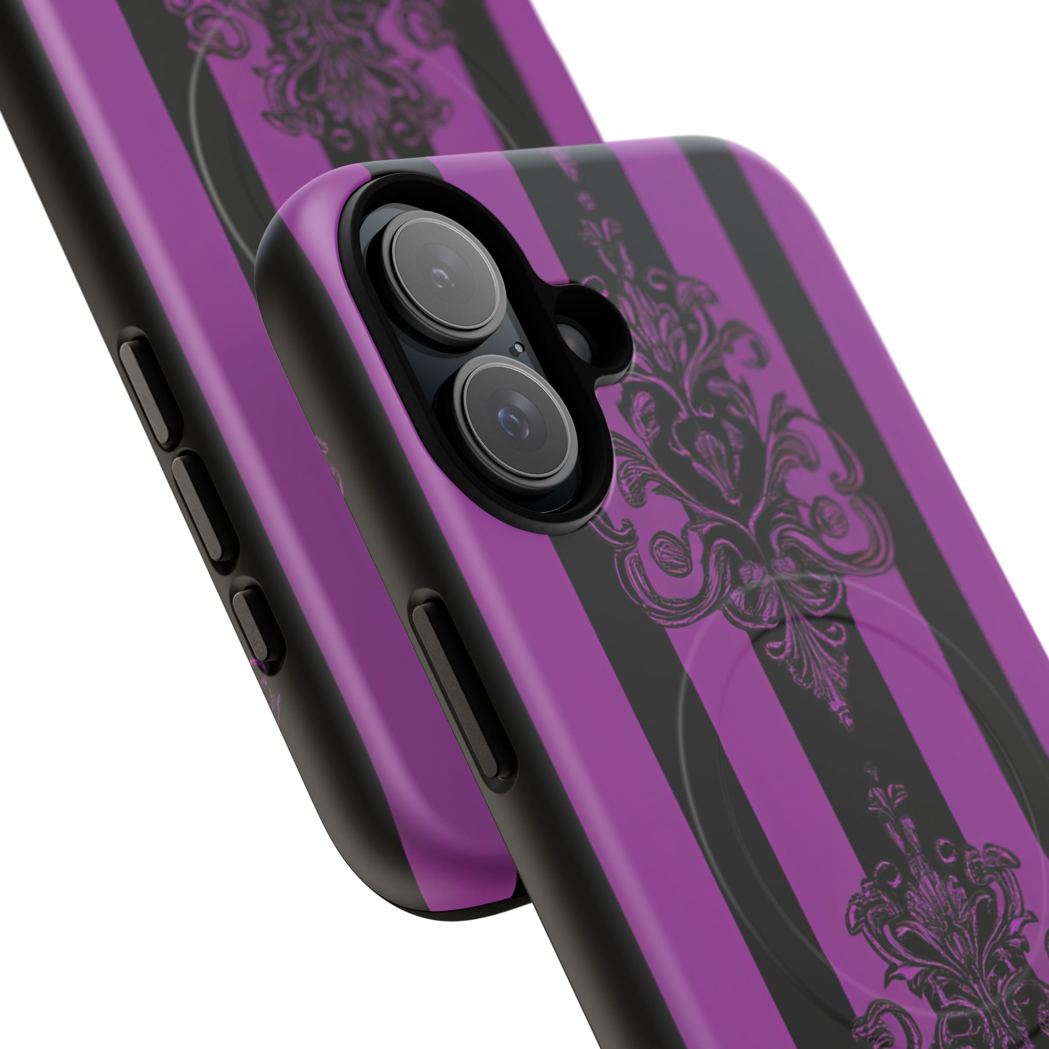 Gothic Elegance with Vertical Stripes and Ornamental Motifs iPhone 16  Tough+ Phone Case