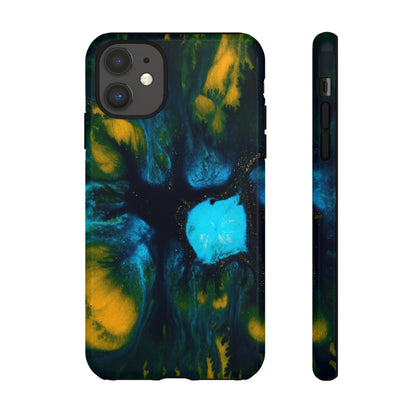 Blue Flower Ink Art iPhone Case (Protective) iPhone 11 Glossy Phone Case