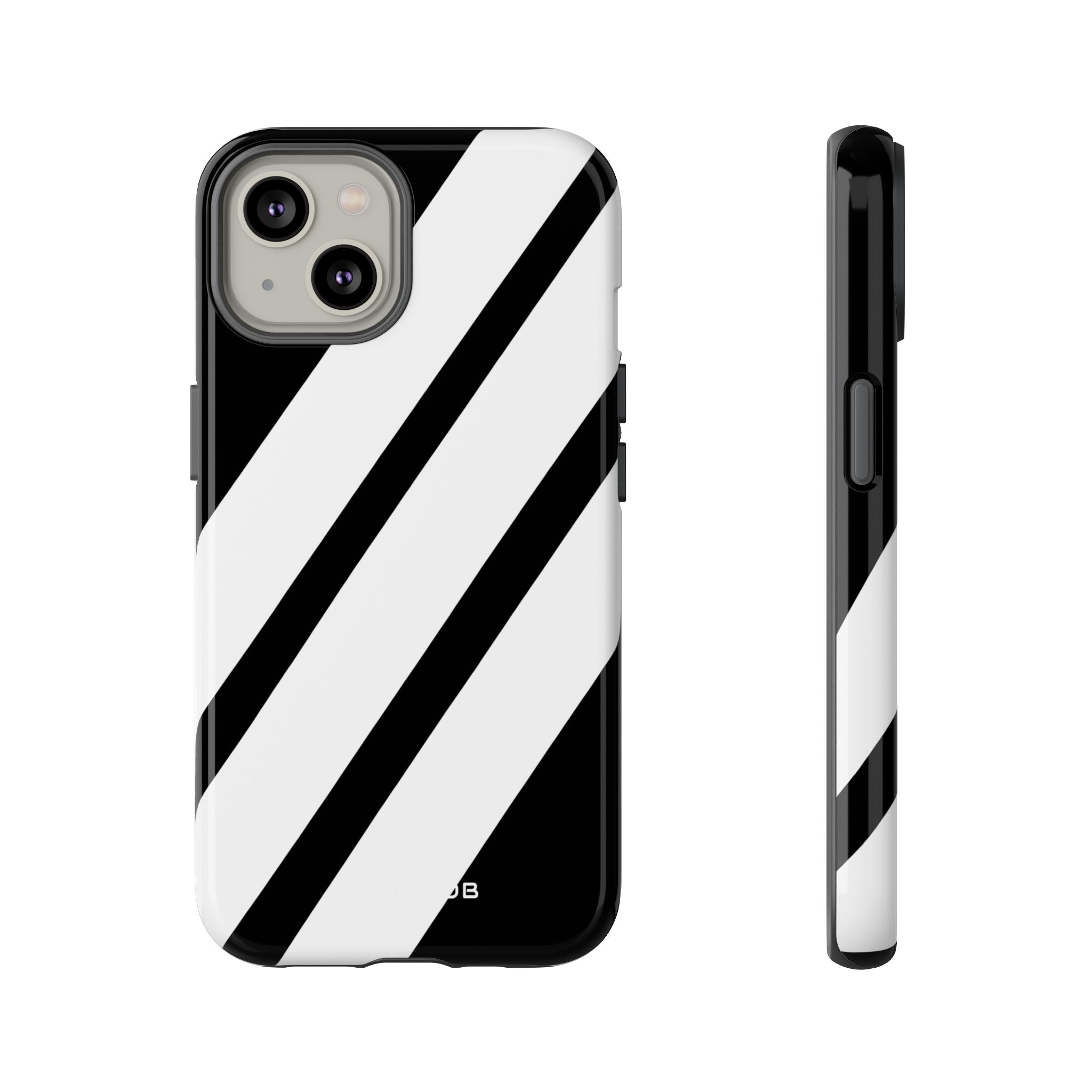Diagonal Bands Noir iPhone 14 Case - Tough