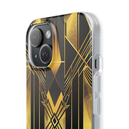 Golden Geometric Elegance iPhone 15 - Flexi Phone Case