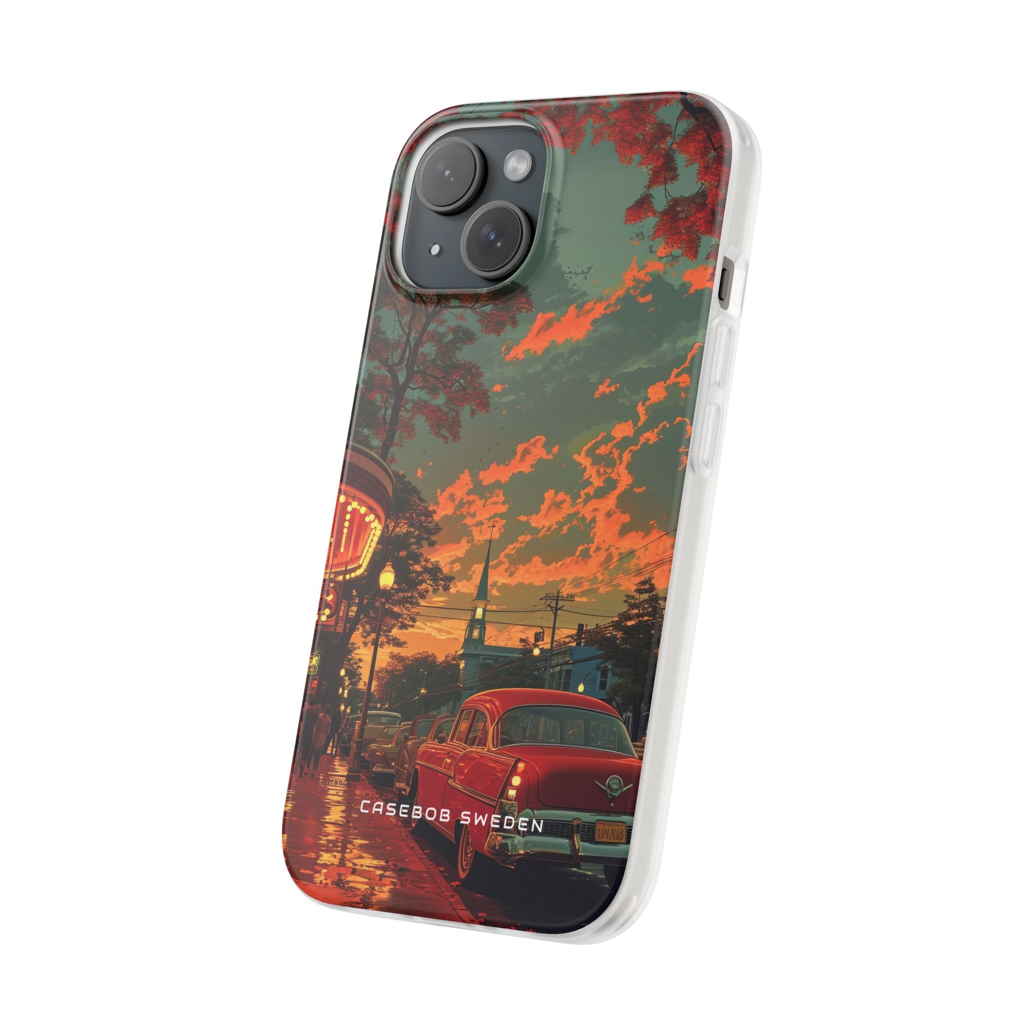 Mid-Century Nostalgia Streetscape iPhone 15 - Flexi Phone Case