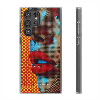 Yellow Red Pop Art Portrait - Flexi Samsung S22 Phone Case