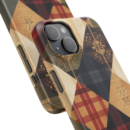 Rustic Geometric Patchwork Harmony iPhone 15 - Slim Phone Case