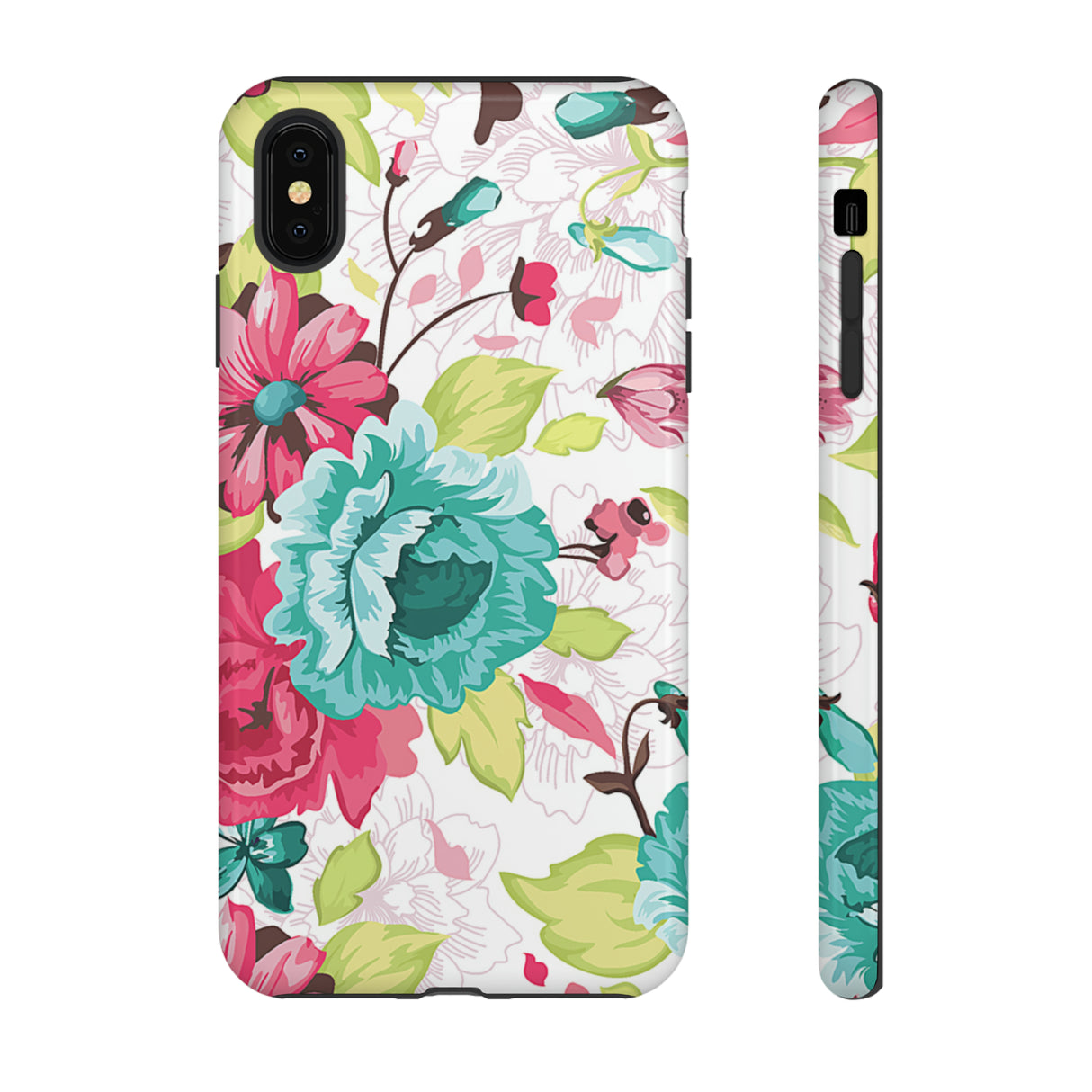 Vintage Flowers Pattern iPhone case (Protective) - Protective Phone Case