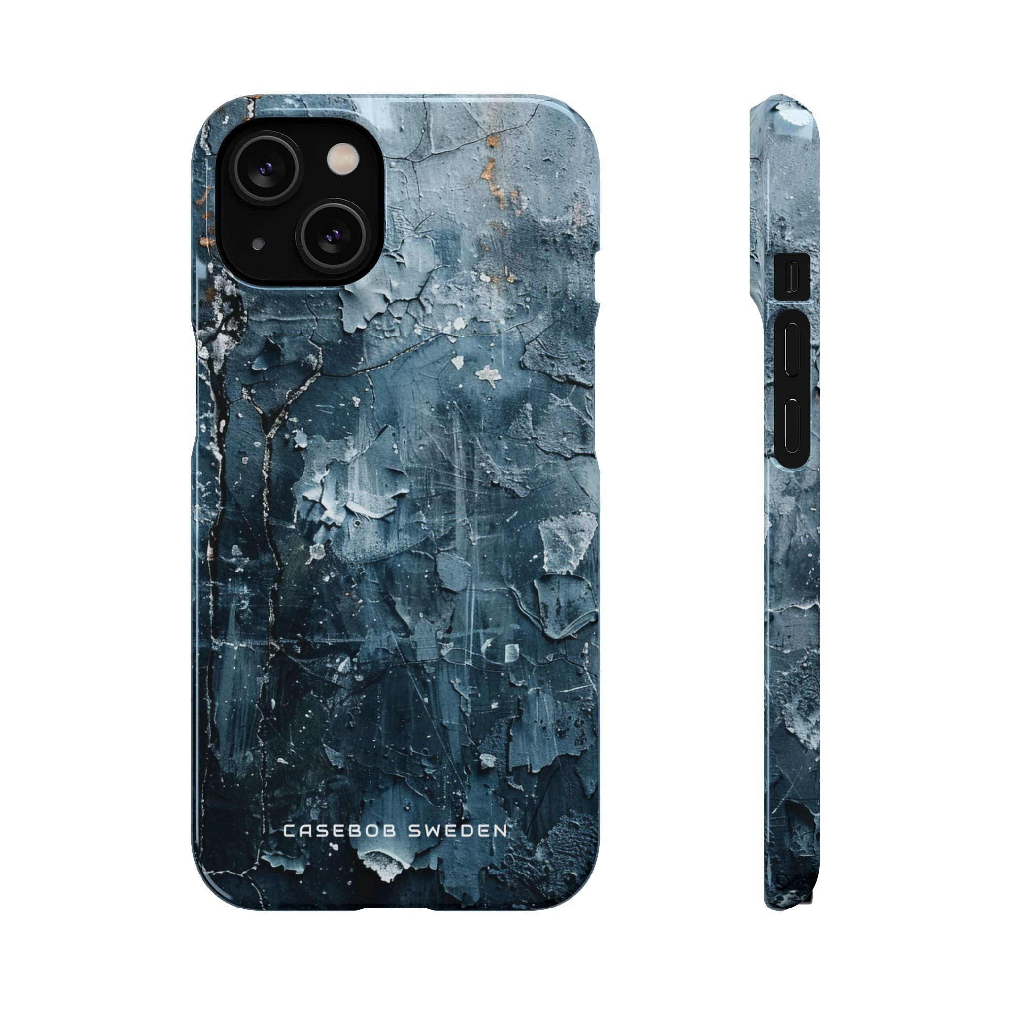 Weathered Blue Tapestry with Cracked Layers iPhone 14 - Slim Phone Case