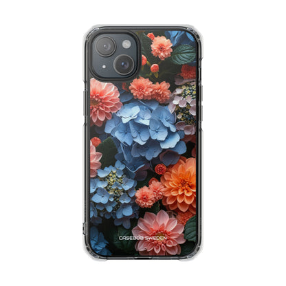 Blue Floral Bliss - Clear Impact iPhone 15 Phone Case