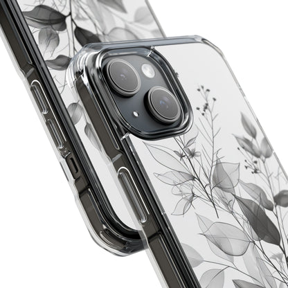 Monochrome Floral Elegance iPhone 15 - Clear Impact Phone Case