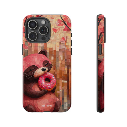 Raccoon Holds Donut - iPhone Case