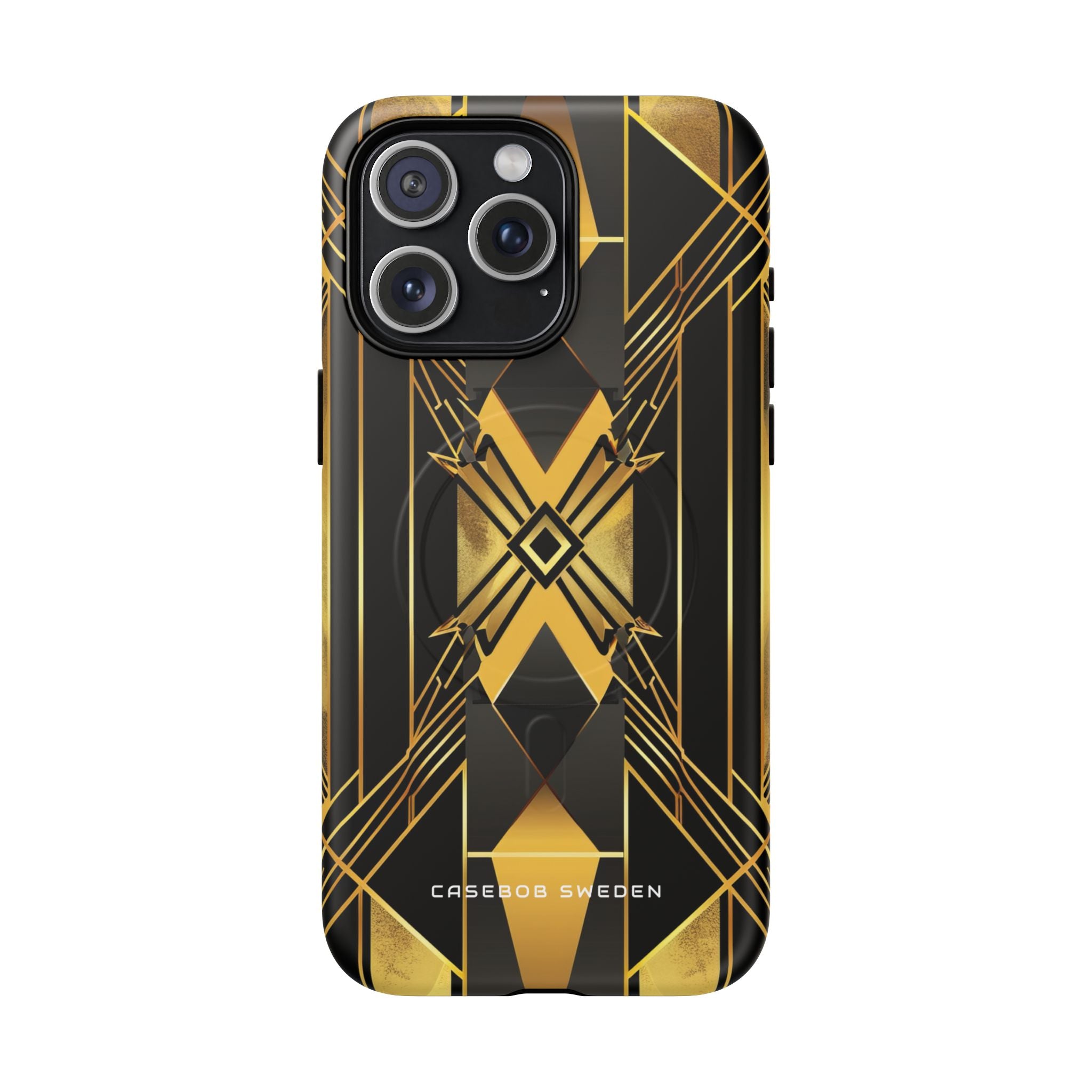 Golden Geometric Elegance iPhone 15 | Tough+ Phone Case