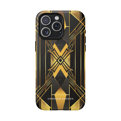 Golden Geometric Elegance iPhone 15 | Tough+ Phone Case