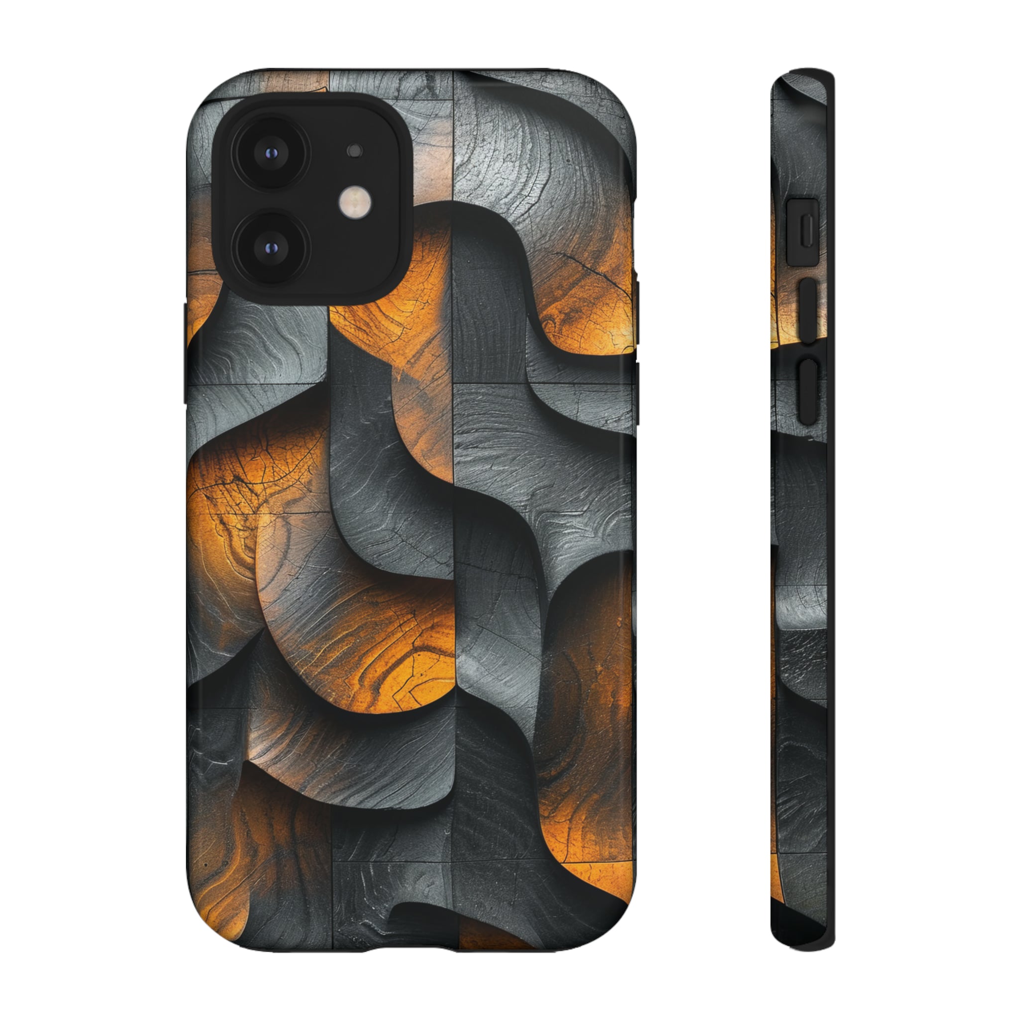 Grey Fire Orange Geometry - Protective Phone Case