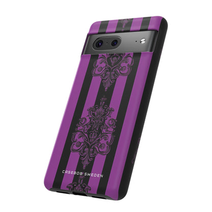 Gothic Elegance with Vertical Stripes and Ornamental Motifs Google Pixel 7 - Tough Phone Case