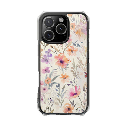 Soft Pink Floral Watercolor Design - Clear Impact iPhone 16 Phone Case