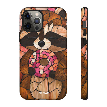 Raccoon Holds Donut - iPhone Case