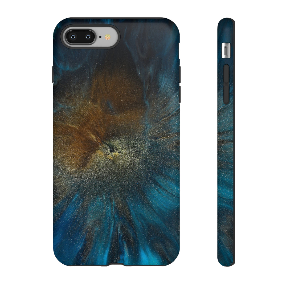 Gold n Blue Glitter Ink Art iPhone Case (Protective) iPhone 8 Plus Matte Phone Case