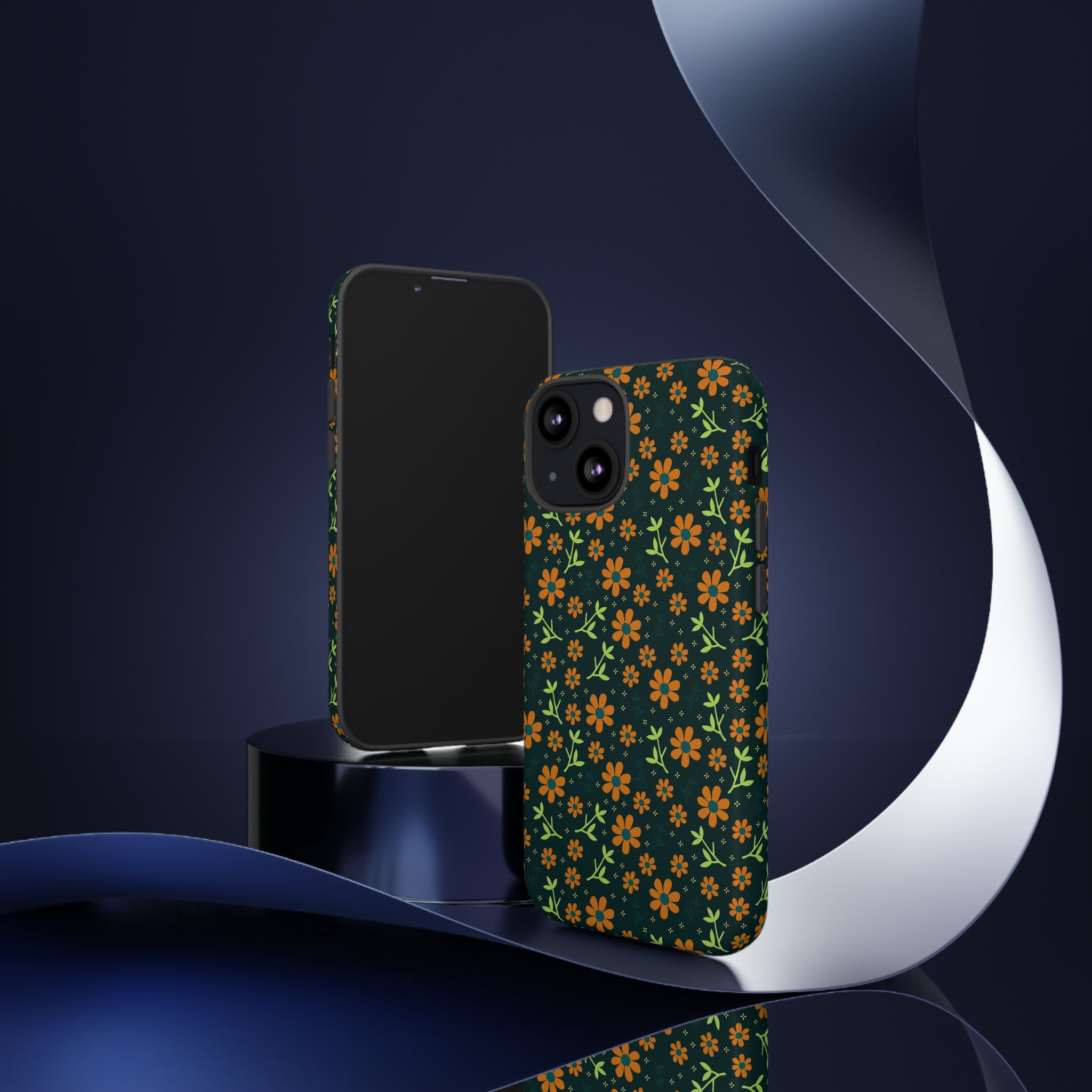 Green Flower Pattern - Protective Phone Case