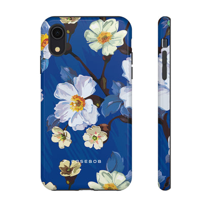 Elegant Flower on Blue iPhone Case | Tough