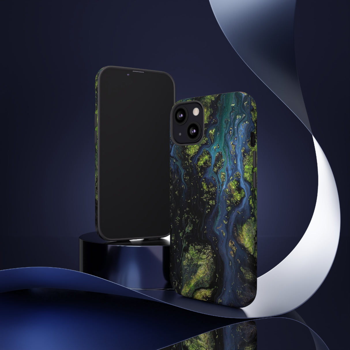 Blue Cosmos Ink Art iPhone Case (Protective) Phone Case