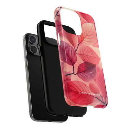 Elegant Pink Leaves iPhone 15 | Tough+ Phone Case