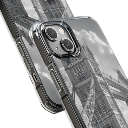 Tower Bridge Monochrome Architecture Study iPhone 14 - Clear Impact Phone Case