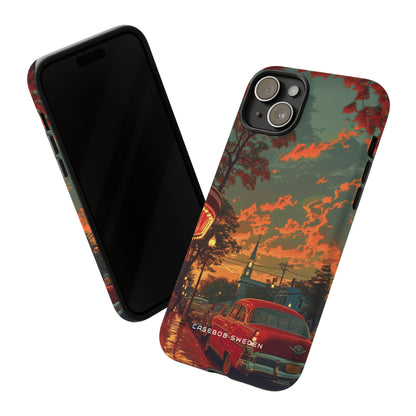 Mid-Century Nostalgia Streetscape iPhone 15 - Tough Phone Case