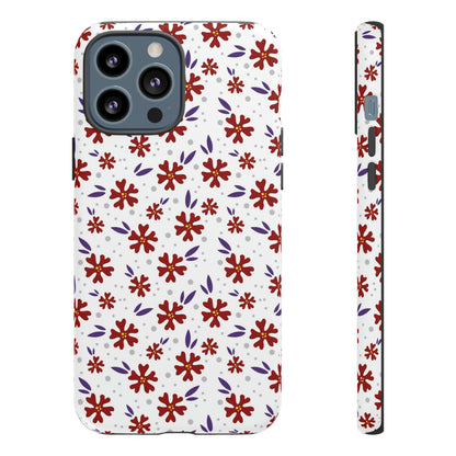 Red Flower Pattern - Protective Phone Case