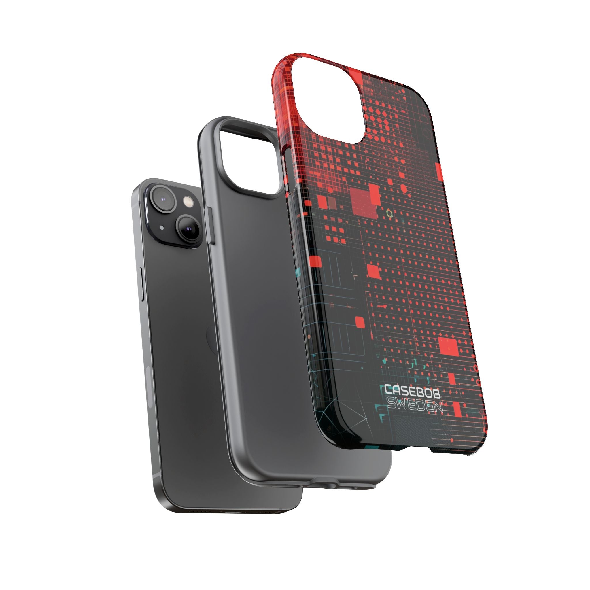 Crimson Circuit Grid iPhone 14 - Tough
