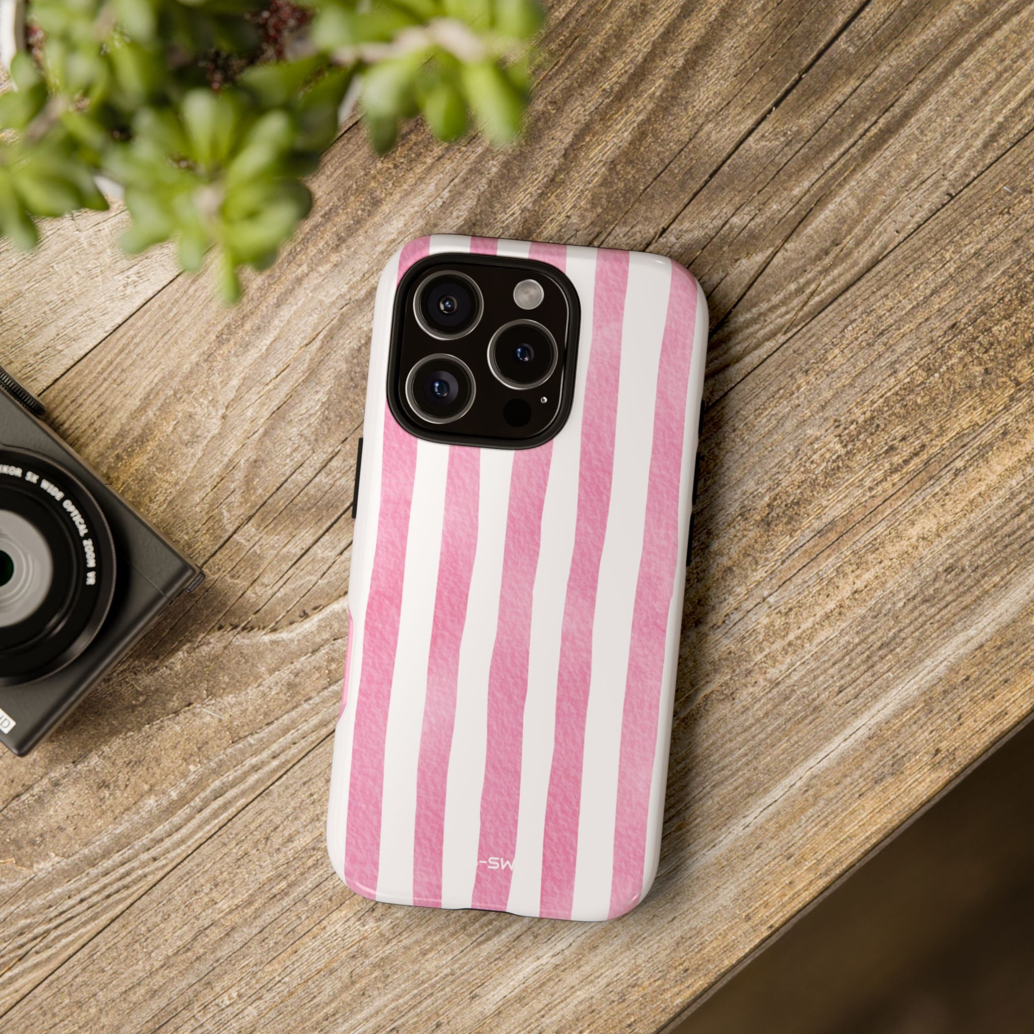 Pink Watercolor Stripes - iPhone Case