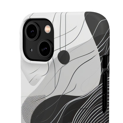 Fluid Rhythms: Monochrome Line Flow iPhone 14 - Slim Phone Case