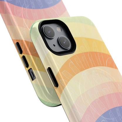 Pastel Rainbow Bands iPhone 14 Plus Case - Tough+
