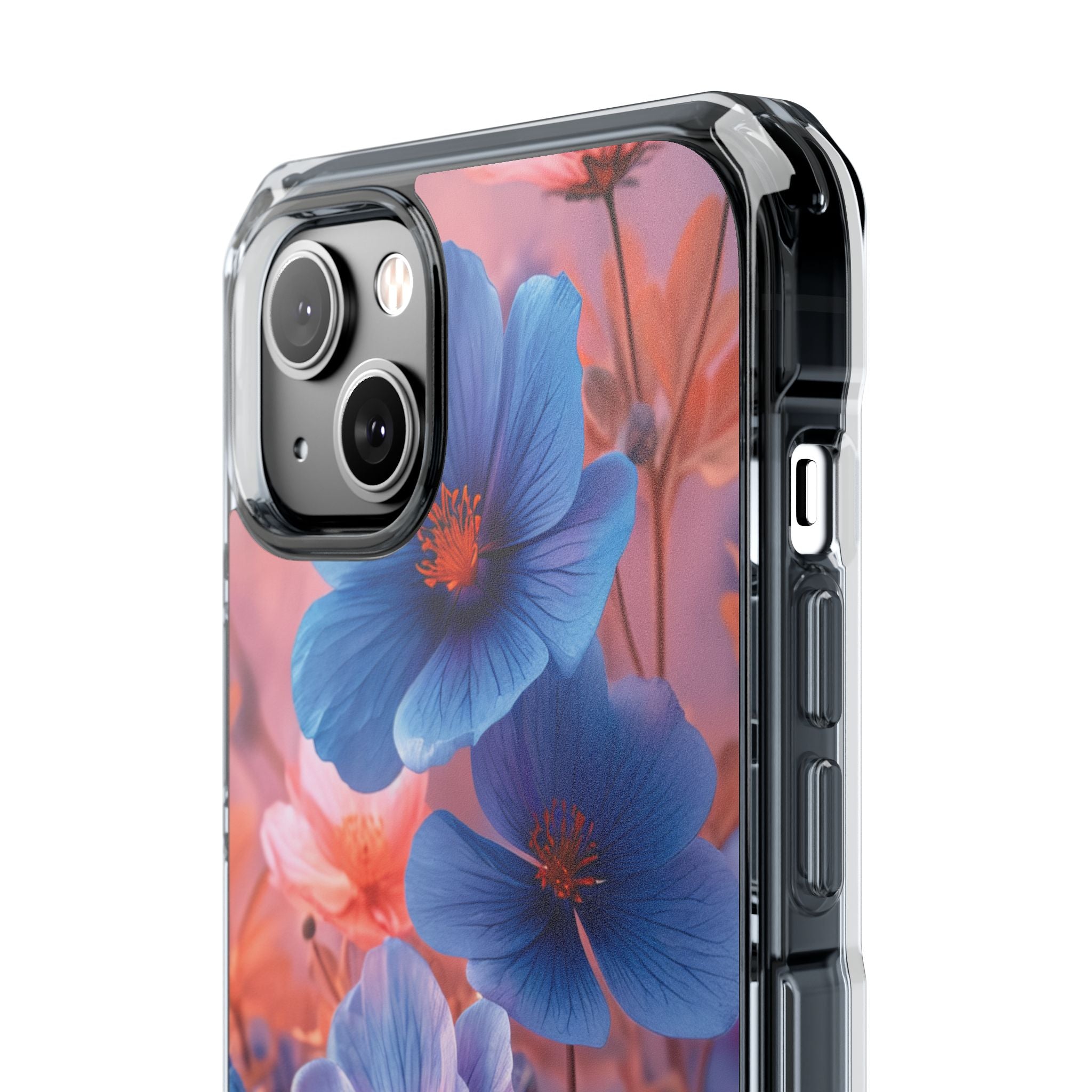 Blue Peach Blossoms - Clear Impact iPhone 14 Phone Case