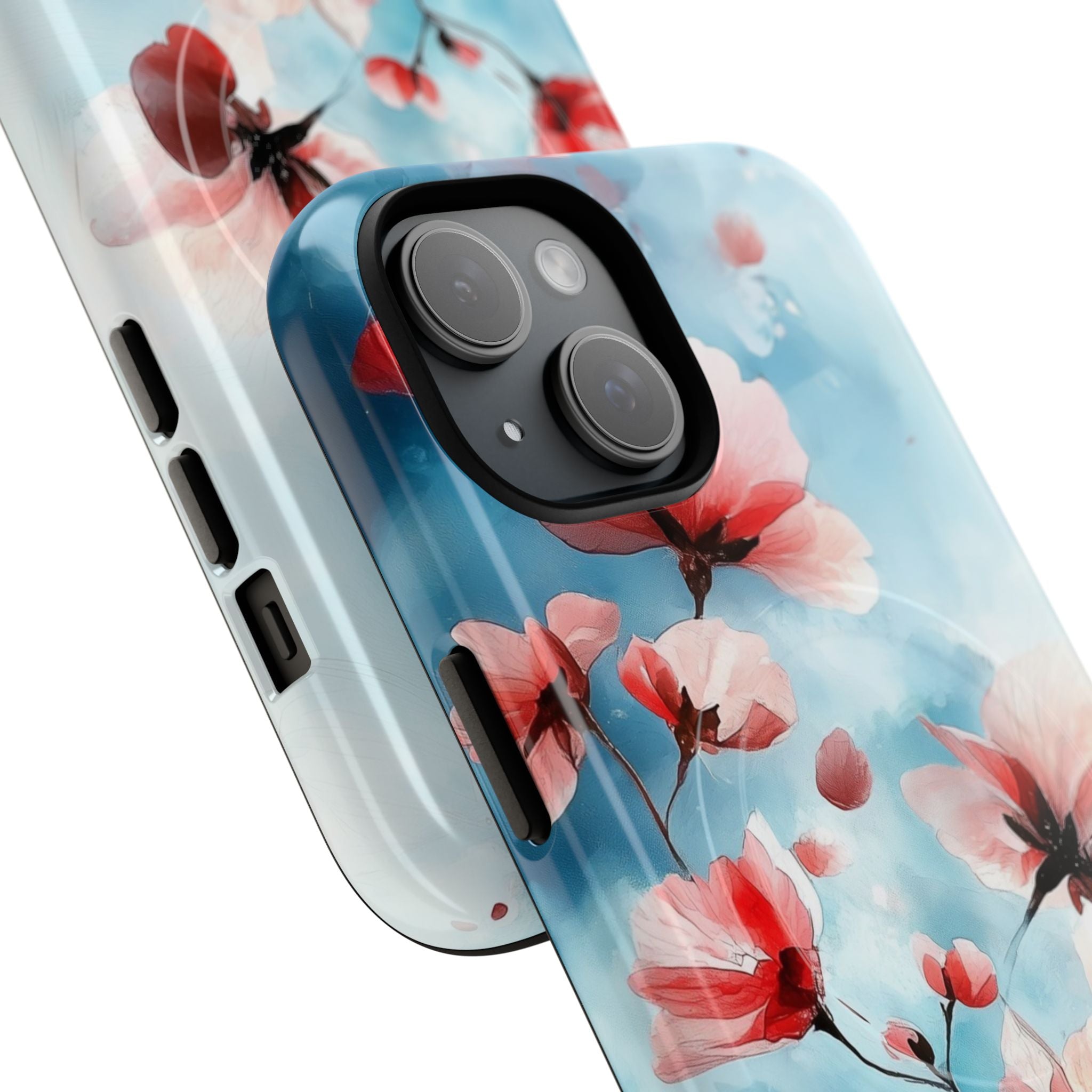Pink Blossom Drift iPhone 15 Case - Tough+