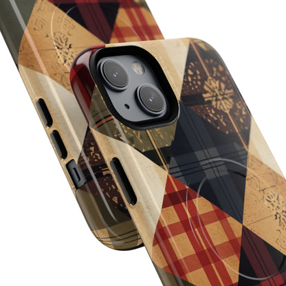 Rustic Geometric Patchwork Harmony iPhone 14 | Tough+ Phone Case