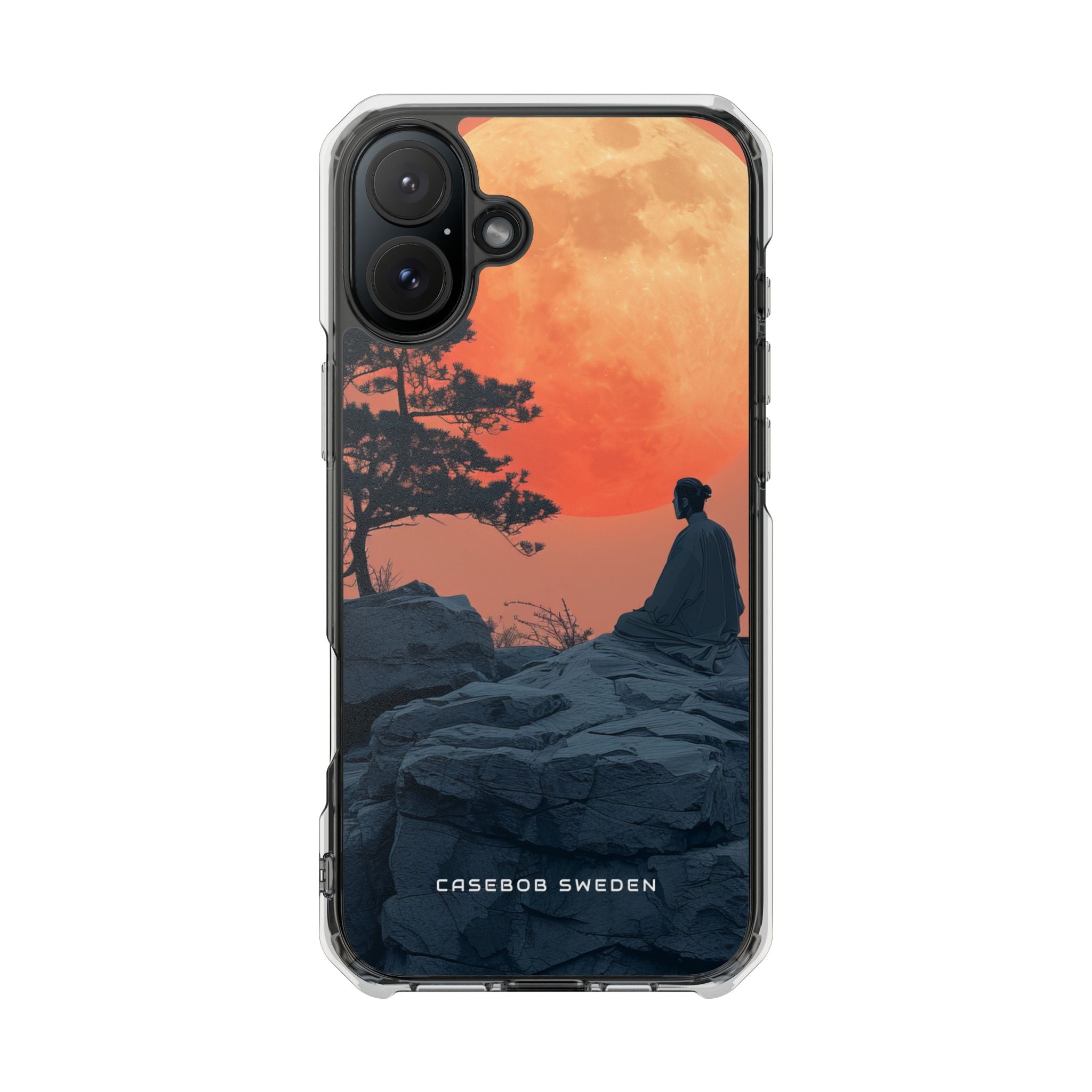 Zen Tranquility Under a Red Moon iPhone 16 - Clear Impact Phone Case