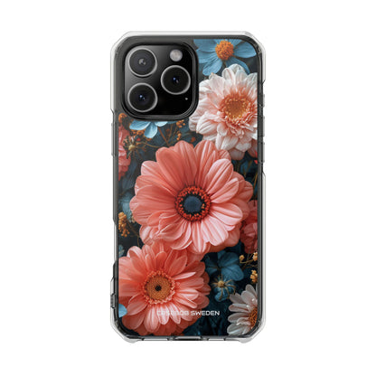 Coral Teal Blooms - Clear Impact iPhone 16 Phone Case