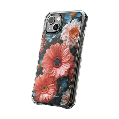 Coral Teal Blooms - Clear Impact iPhone 14 Phone Case