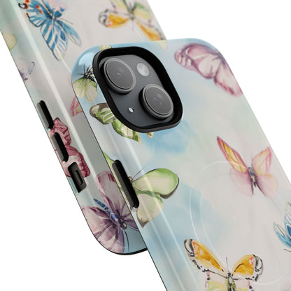 Watercolor Butterfly Bliss - Tough + MagSafe® iPhone 15 Phone Case