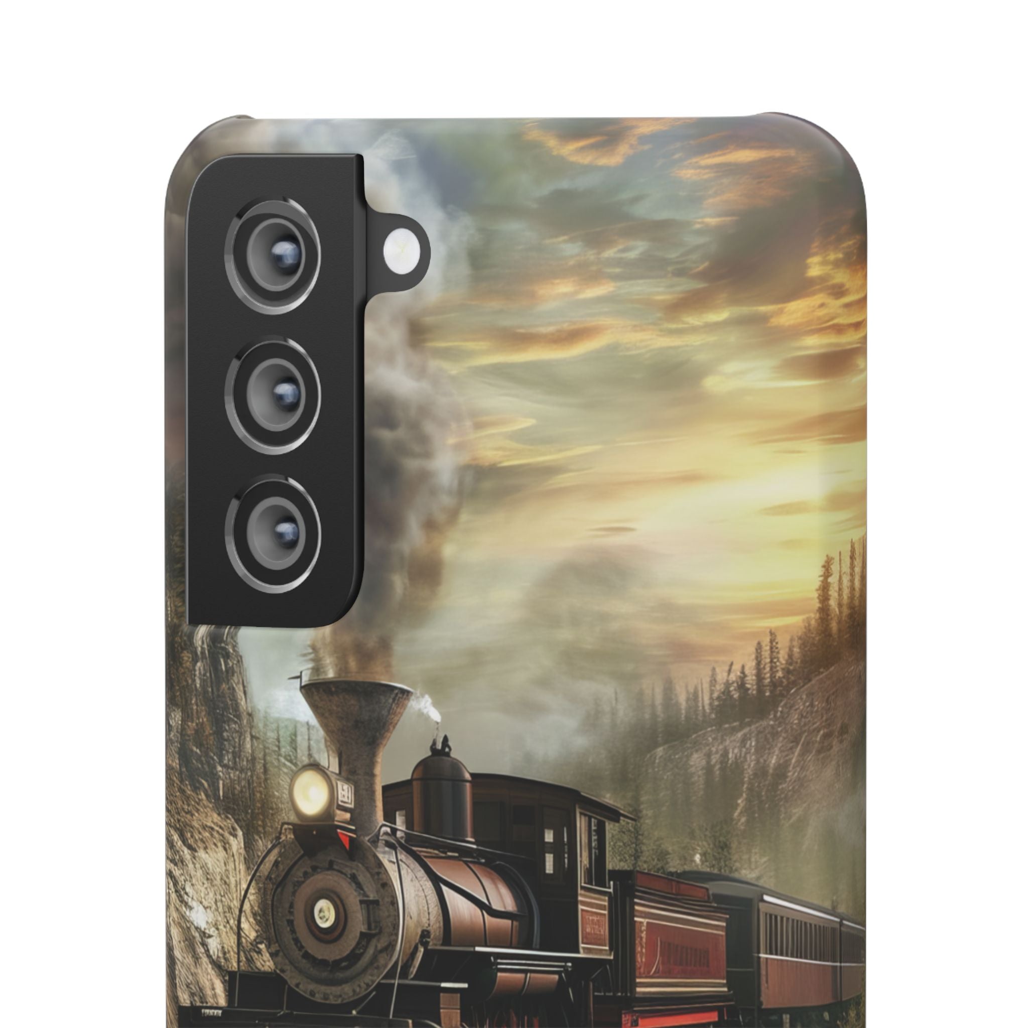 Vintage Steam Train Crossing Mountain Bridge Samsung S21 - Slim Phone Case